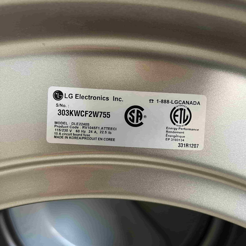 Used LG Washer and Dryer Set Model No. WM2240CS-DLE2240S for sale in Edmonton
