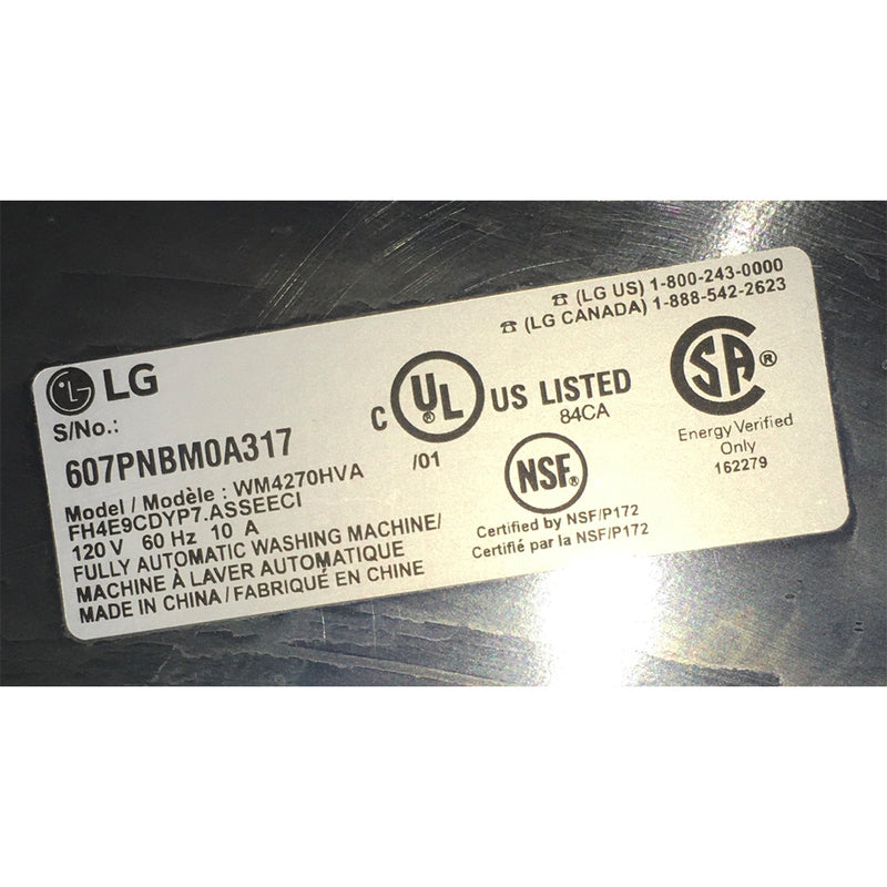 LG Washer and Dryer Set Model No. WM4270HVA – DLEX4270V