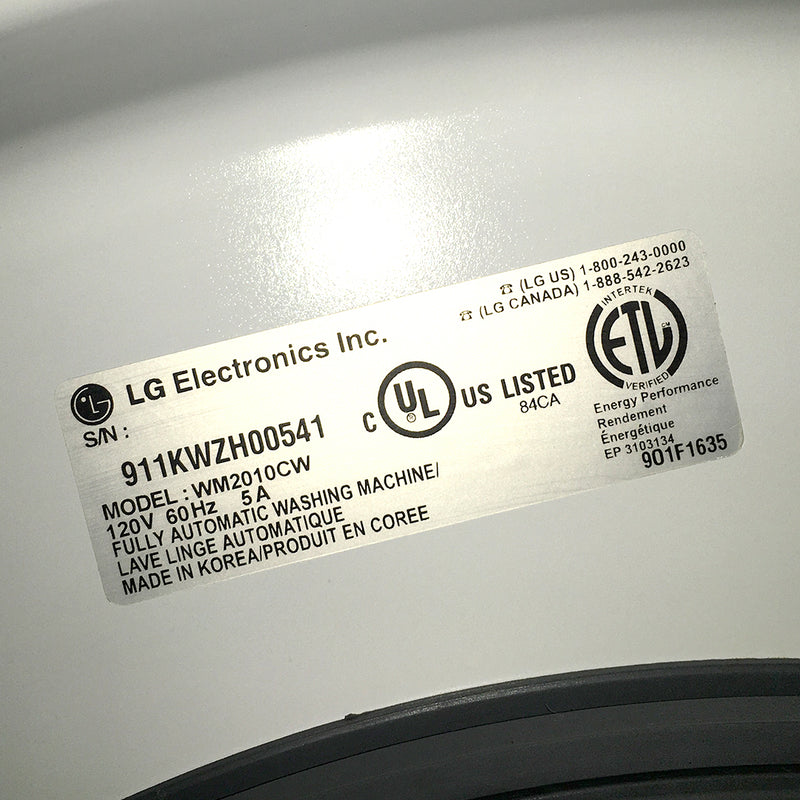 Used LG Washer and Dryer Set Model No. WM2010CW-DLE1310W