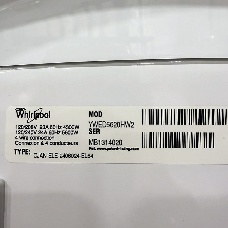 Used Whirlpool Washer and Dryer Set Model No. WFW560CHW4 - YWED5620HW2