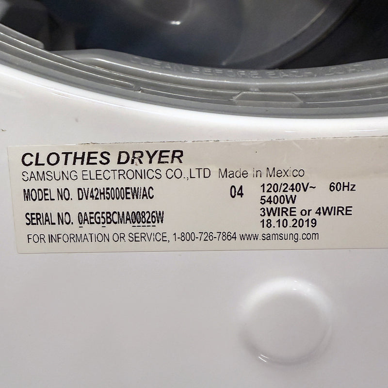 Used Samsung Washer and Dryer Set Model No. WF42H5000AW/A2 – DV42H5000EW/AC