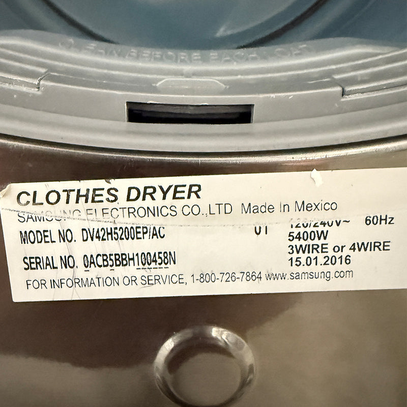 Used Samsung Electric Dryer Model No. DV42H5200EP/AC