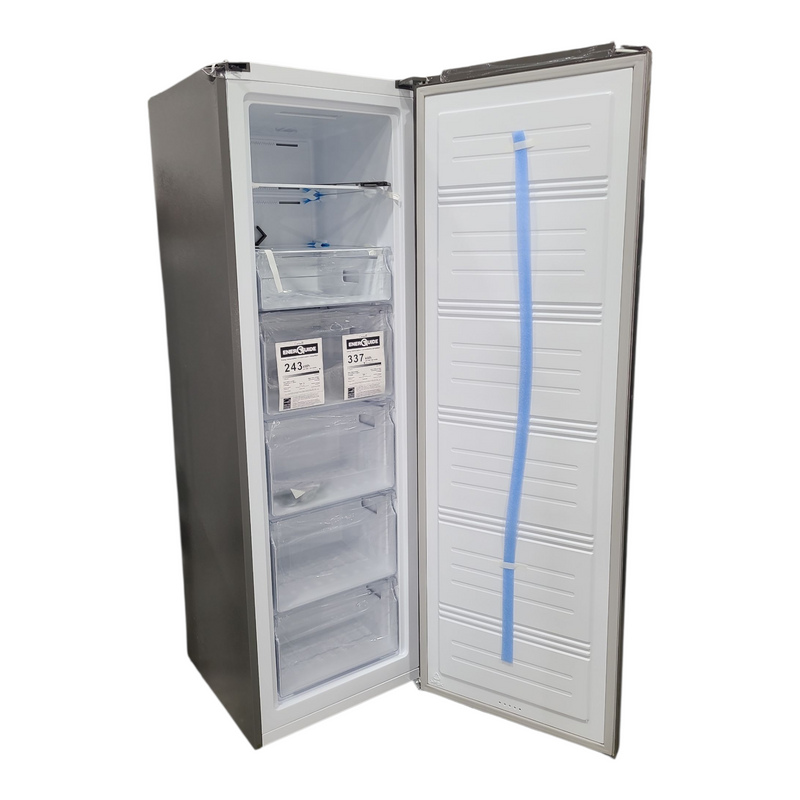 Open Box Hisense 10 cu ft. Convertible Upright Freezer or Fridge Model No. FV10C7HSE Serial Number: 1B0274Z0134JB6GAVS70038