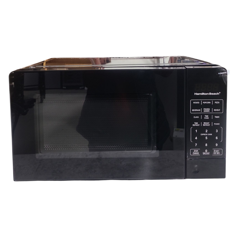 Open box Hamilton Beach Microwave Model No. HBCMV207BK-L2