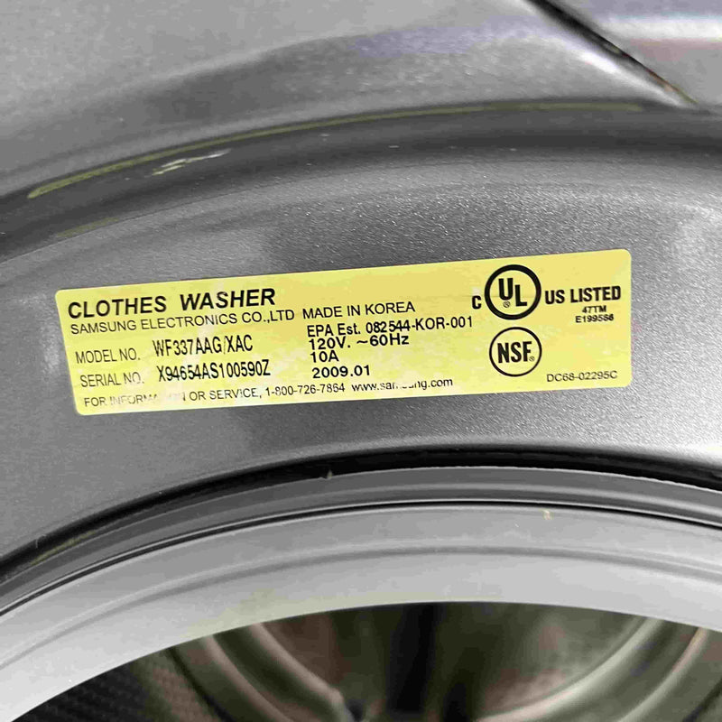 Samsung Washer and Dryer Set Model No. WF337AAG/XAC - DV337AEG/XAC