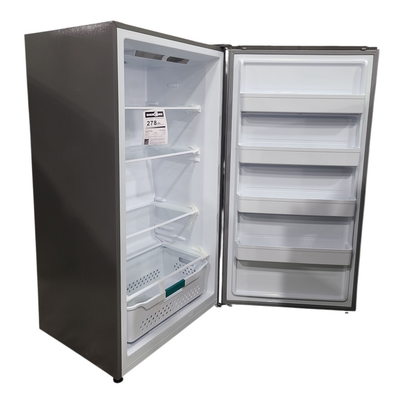 Open Box Hisense 17 cu ft. Convertible Upright Freezer or Fridge with Reversible Door Model No. HFU171N1AVE Serial Number: 1B0485Z0059JB6T5VS71202