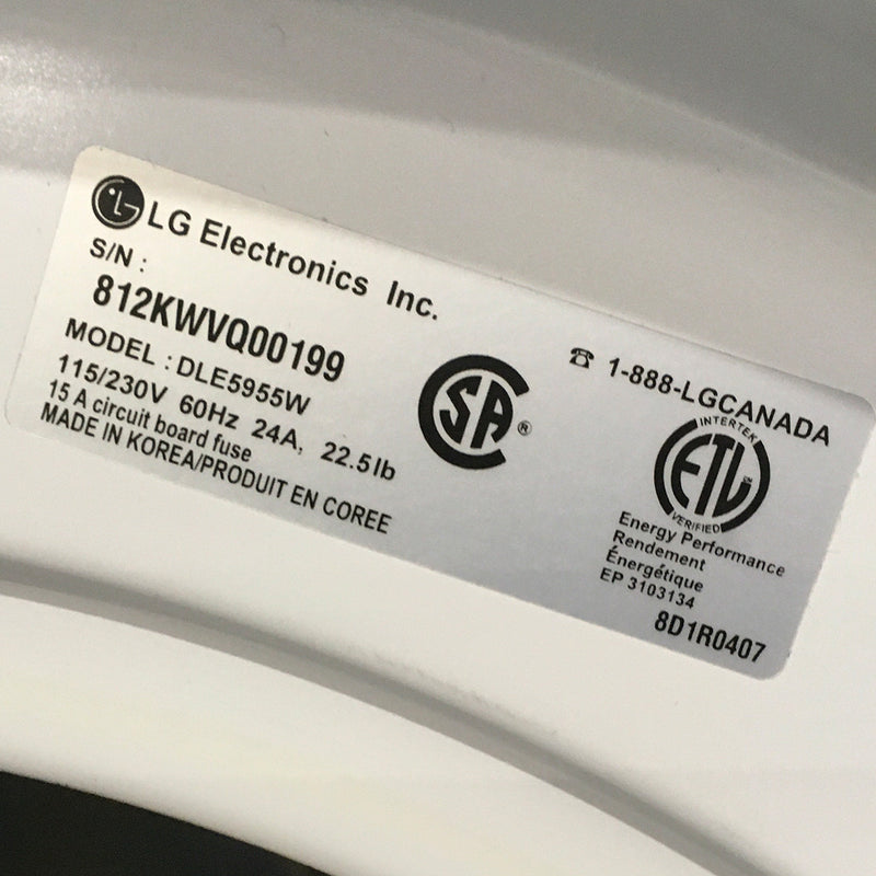 Used LG Washer and Dryer Set Model No. WM2150HW - DLE5955W