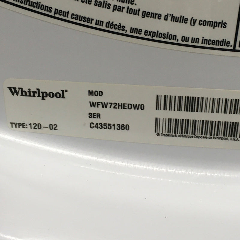 Used Whirlpool Washer Model No. WFW72HEDW0