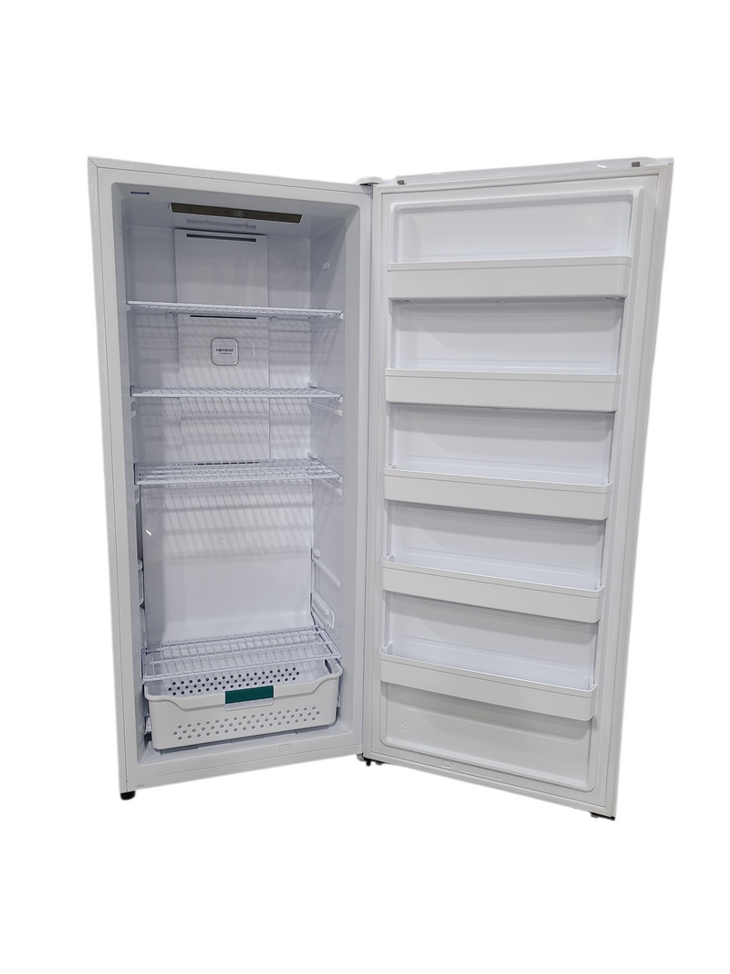 Open Box Hisense 21.2 cu ft. White Convertible Upright Fridge or Freezer with Reversible Door Model No. FV21C7HWE  Serial No.: 1B0590Z0134JB8WK5S70135