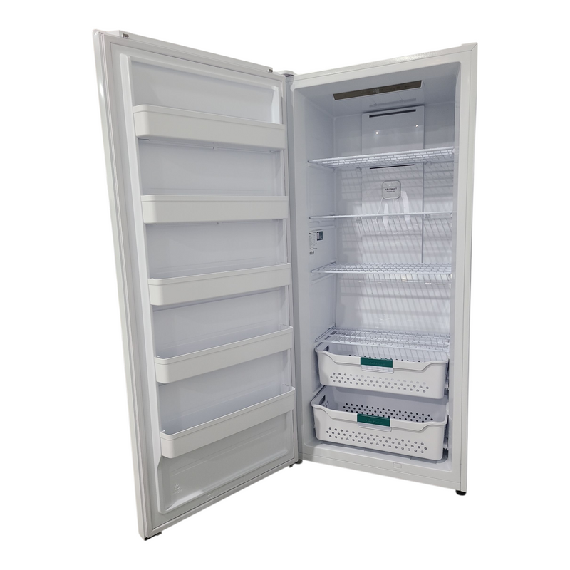 Open Box Hisense 21.2 cu ft. White Convertible Upright Fridge or Freezer with Reversible Door Freezer or Fridge Model No. FV21C7HWE Serial No.: 1B0590Z0163JB6AZMS70010