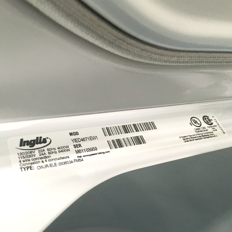 Inglis Washer and Dryer Set Model No. ITW4671EW0 – YIED4671EW1