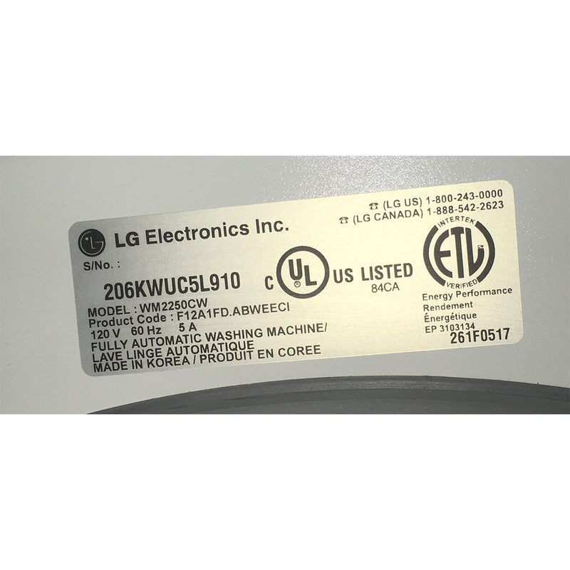 LG Washer Model No. WM2250CW