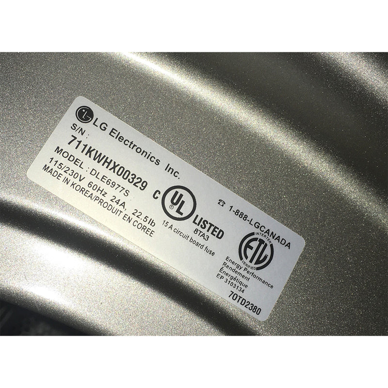 LG Washer and Dryer Set Model No. WM2677HSM – DLE6977S