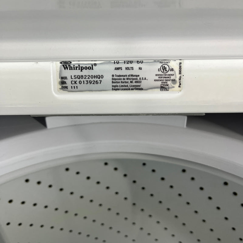 Whirlpool Washer and Dryer Set Model No. YLGR7647EQ2-LSQ8220HQ0