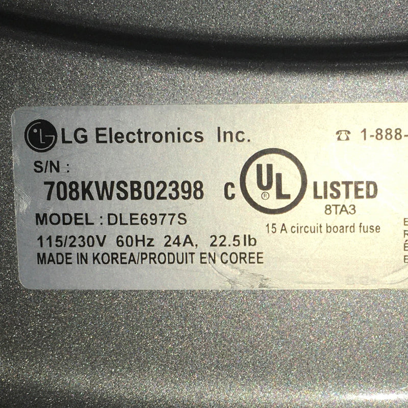 LG Electric Dryer Model No. DLE6977S