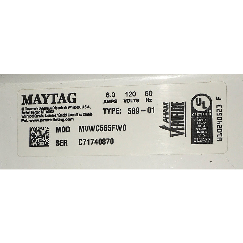 Maytag Washer Model No. MVWC565FW0