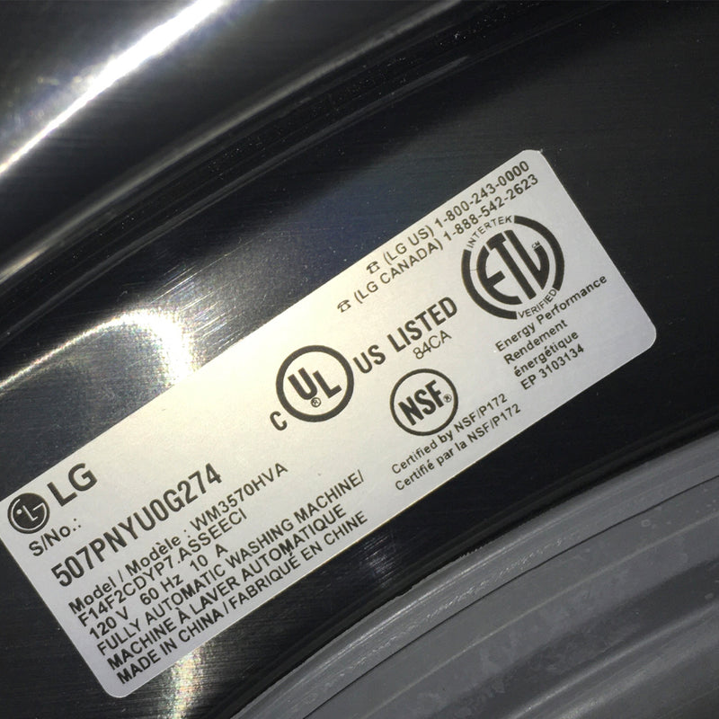 LG Washer Model No. WM3570HVA