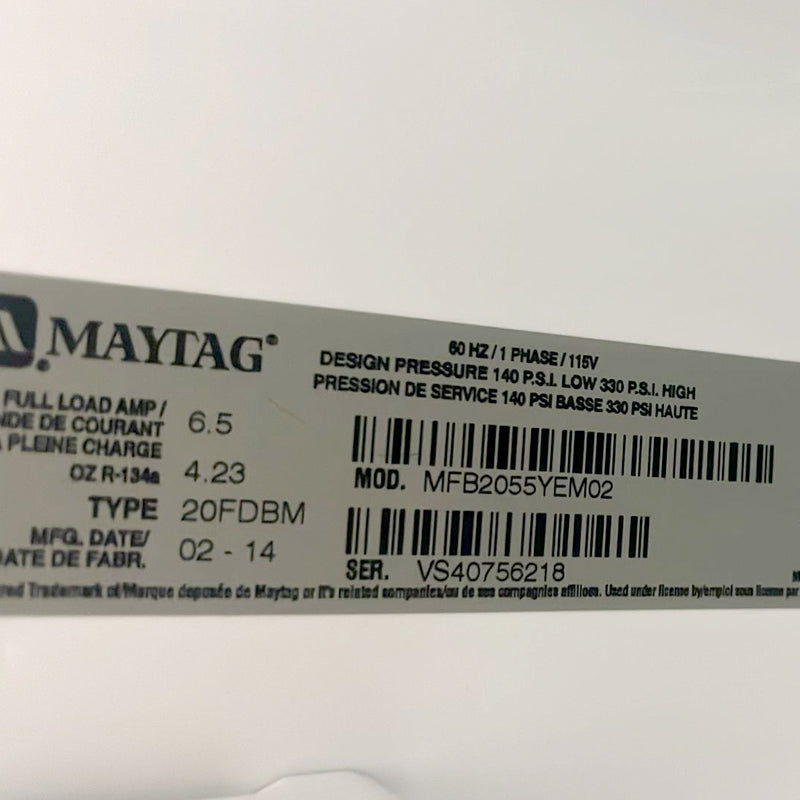 Used Maytag Refrigerator Model No. MFB2055YEM02