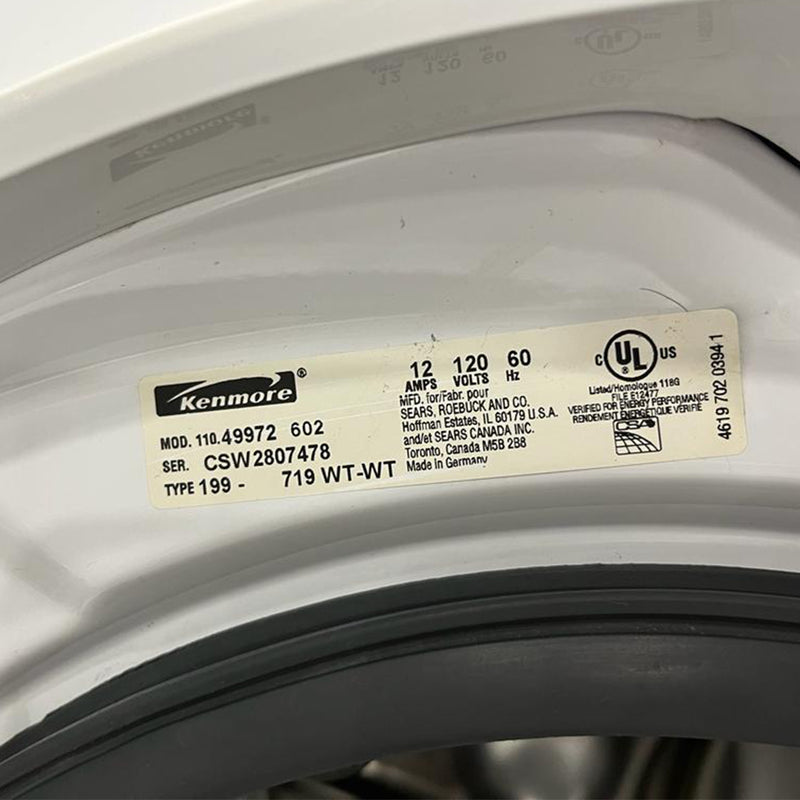 Kenmore Washer Model No. 110.49972602