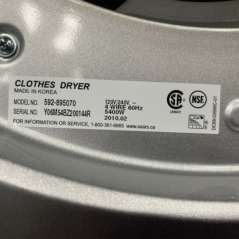 Kenmore Washer and Dryer Set Model No. 592-495070 – 592-895070