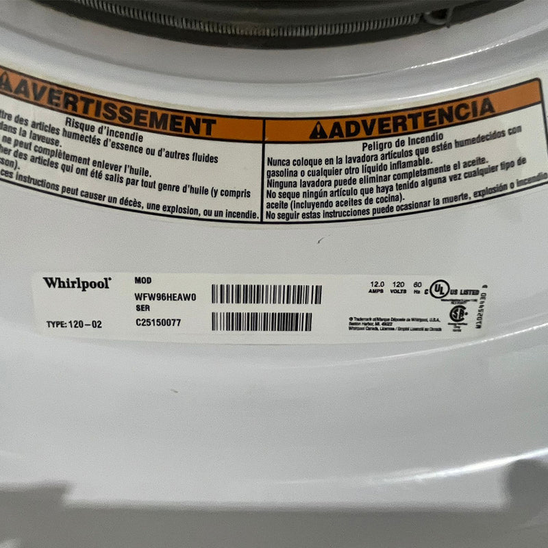 Whirlpool Washer Model No. WFW96HEAWO
