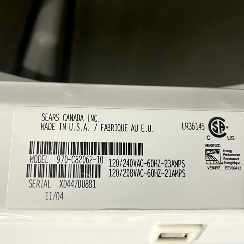 Kenmore Washer and Dryer Set Model No. 970-C45042-00 / 970-C82062-10