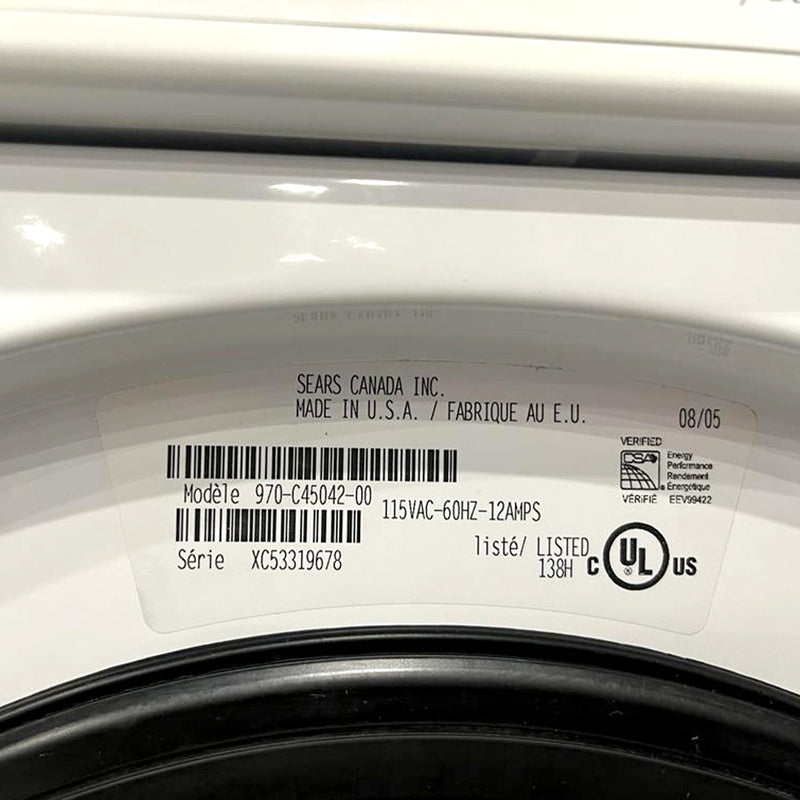 Kenmore Washer and Dryer Set Model No. 970-C45042-00 / 970-C82062-10