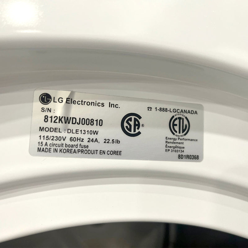 LG Washer and Dryer Set Model No. WM2010CW-DLE1310W