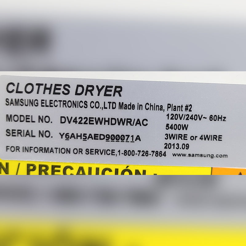 Used Samsung Washer and Dryer Set Model No. WA45H7000AW/A2 - DV422EWHDWR