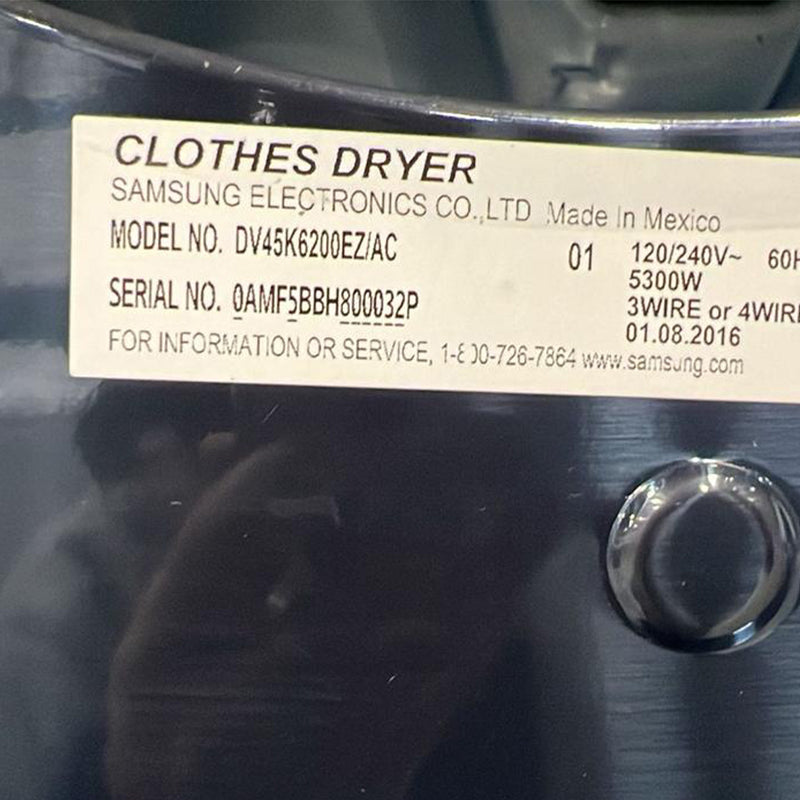 Used Samsung Washer and Dryer Set Model No. WF45K6200AZ/A2-DV45K6200EZ/AC
