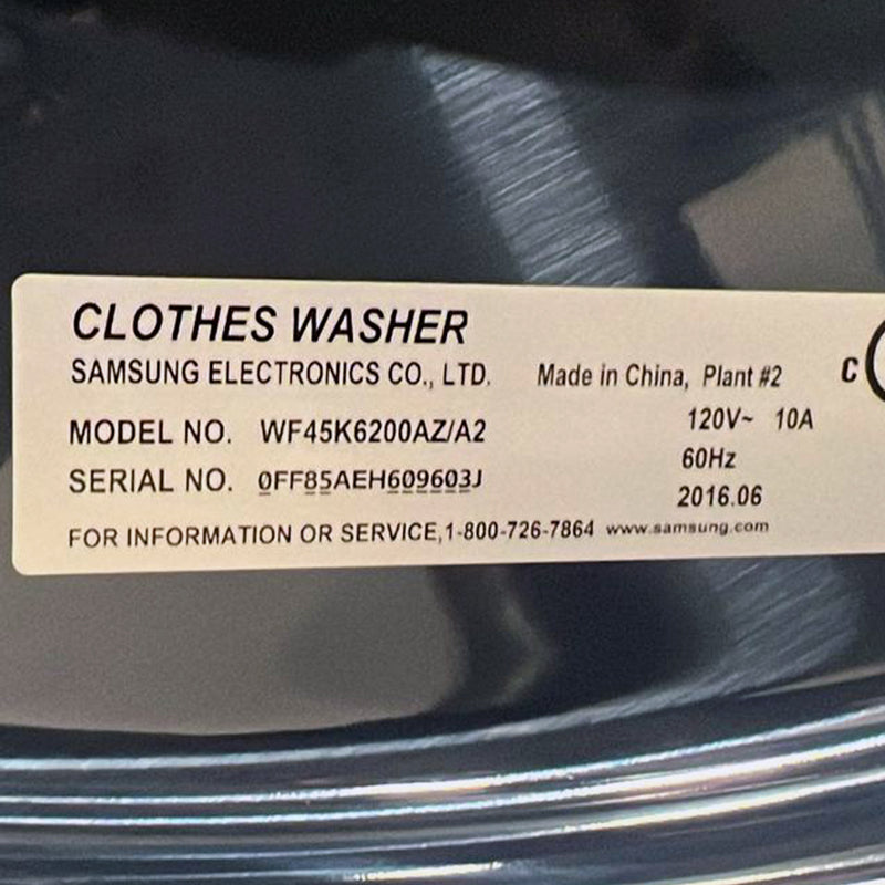 Used Samsung Washer and Dryer Set Model No. WF45K6200AZ/A2-DV45K6200EZ/AC