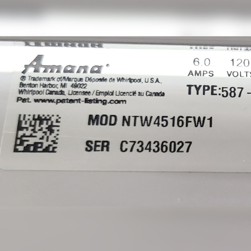 Used Amana Washer Model No. NTW4516FW1