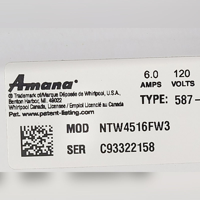 Used Amana Washer Model No. NTW4516FW3