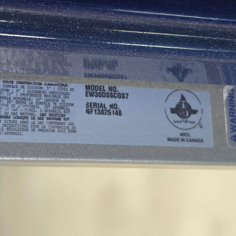 Used Electrolux Dual-Fuel Slide In Gas Stove Model No. EW30DS6CGS7
