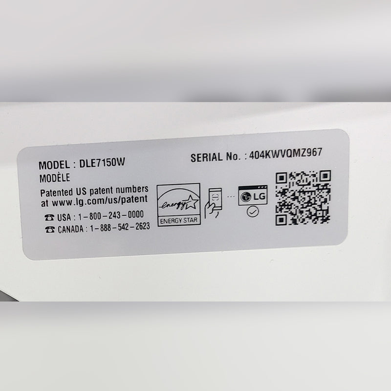 Used LG Electric Dryer Model No. DLE7150W