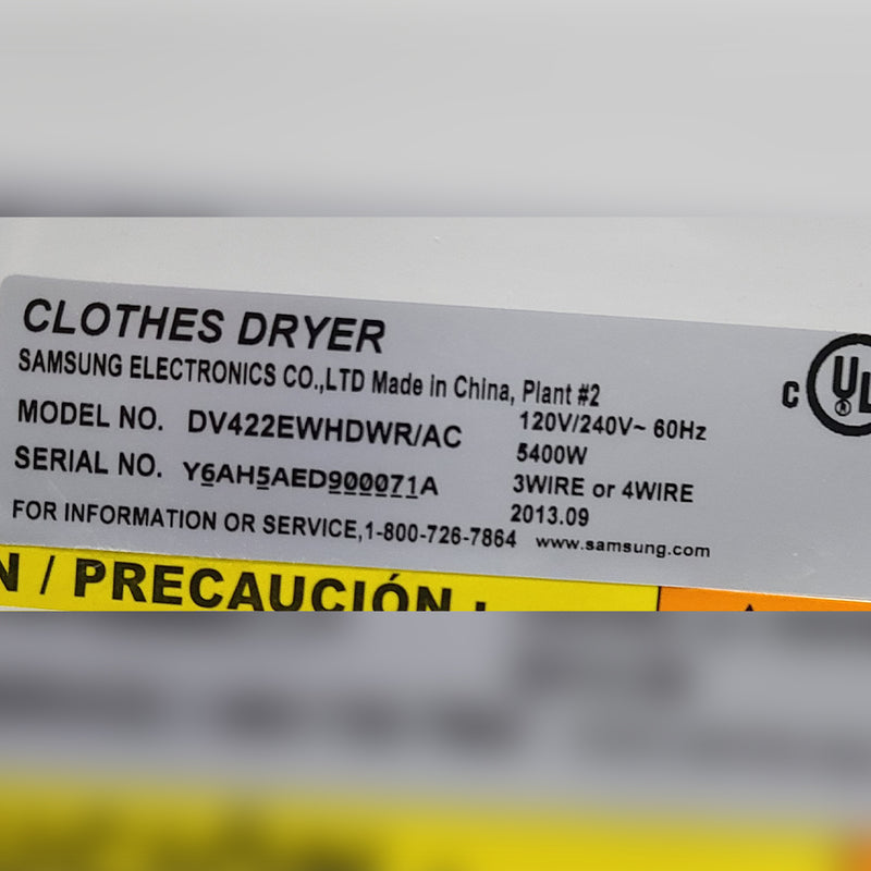 Used Samsung Electric Dryer Model No. DV422EWHDWR/AC