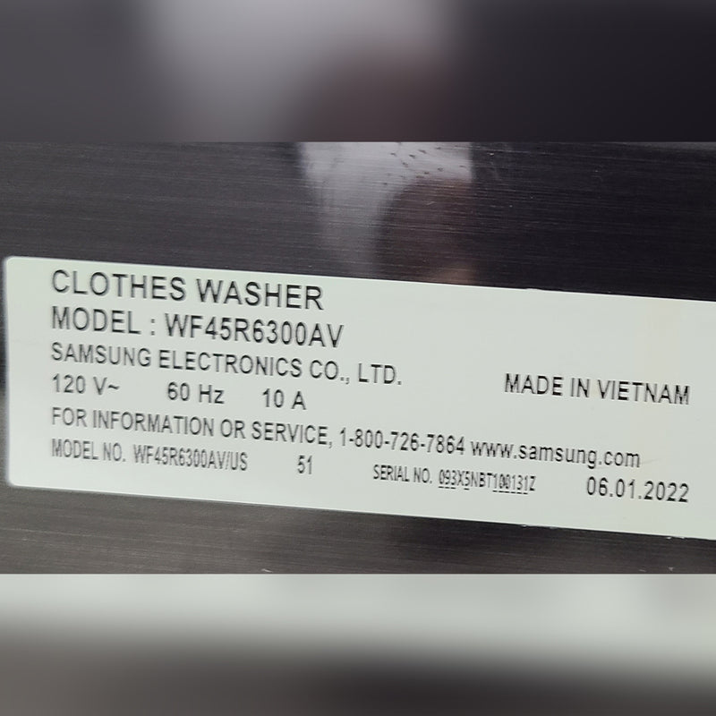 Used Samsung Washer Model No. WF45R6300AV