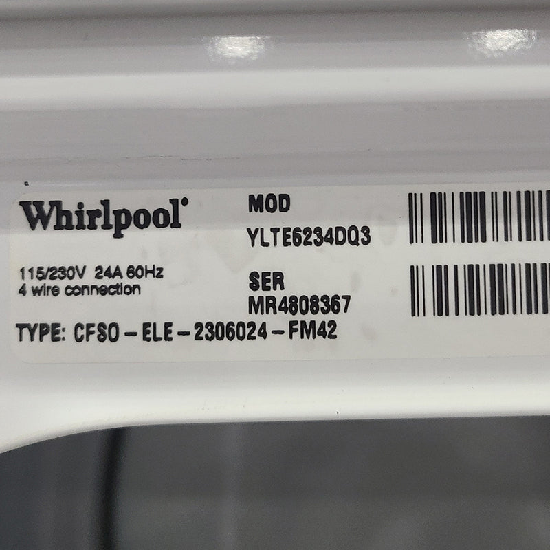 Used Whirlpool 27" Laundry Center Model No. YLTE6234DQ3
