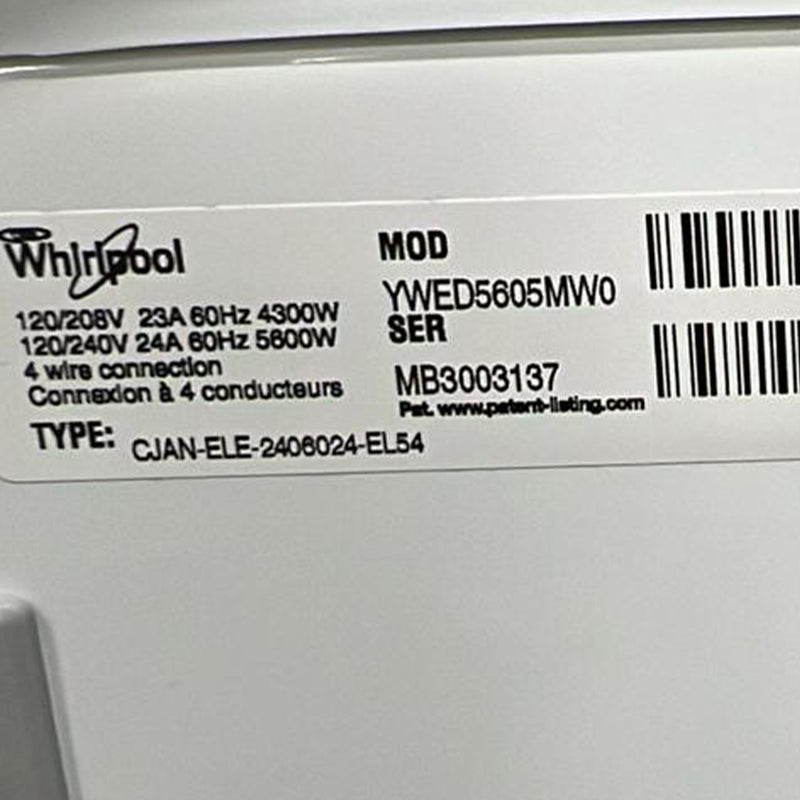Used Whirlpool Electric Dryer Model No. YWED5605MW0
