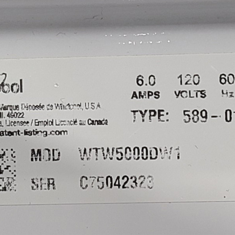 Used Whirlpool Washer Model No. WTW5000DW1