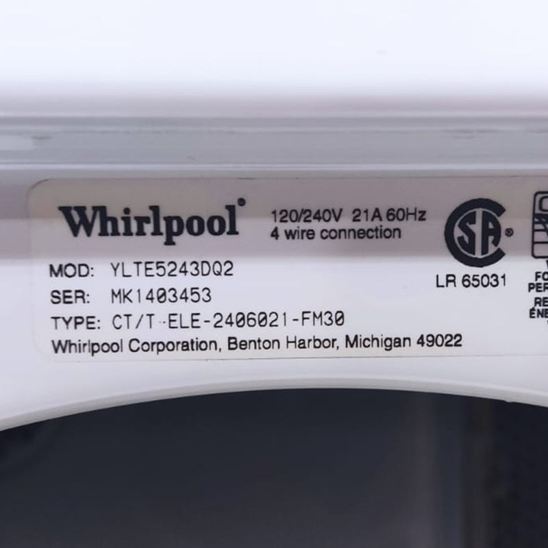 Used Whirlpool 24" Laundry Center Model No. YLTE5243DQ2
