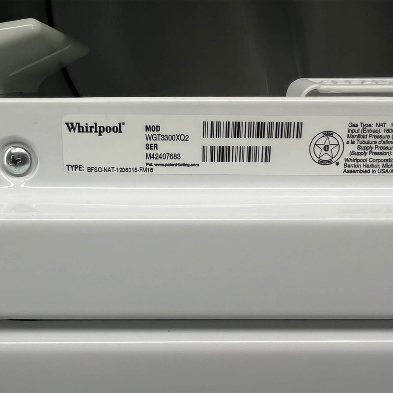 Gas Whirlpool 27" Laundry Center Model No. WGT3300XQ2